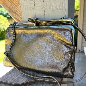 HOBO gold mettalic crossbody clutch.dual wallet clutch magnetic closure